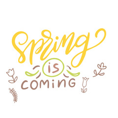 Happy Spring lettering. Greeting card template. Hand drawn modern calligraphy style. Vector illustration