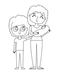 cute mother holding her baby and son child vector illustration thin line