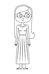 cartoon beauty mother standing character vector illustration thin line