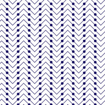 Polka Dot pattern. Geometric chevron Pattern. Small dot pattern. Casual stylish, textile texture. Dark blue lines from dots background. Vector AI10