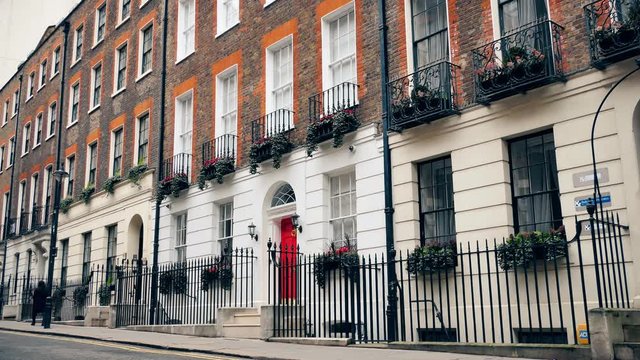View of a row of apartment buildings. London.