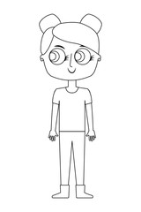 cartoon beauty cute girl daughter vector illustration thin line