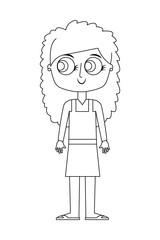 cartoon beauty cute girl daughter vector illustration thin line