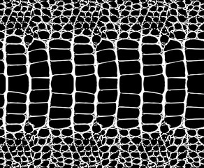 Texture de motif de peau de serpent répétant le noir et blanc monochrome sans couture. Vecteur. Serpent de texture. Imprimé à la mode. Mode et fond élégant