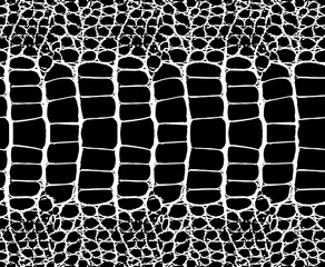 Crédence de cuisine en verre imprimé Peau animal Texture de motif de peau de serpent répétant le noir et blanc monochrome sans couture. Vecteur. Serpent de texture. Imprimé à la mode. Mode et fond élégant