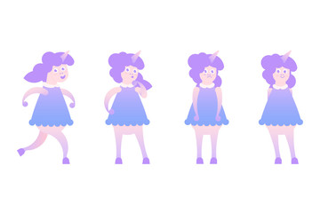 Four moods of the Unicorn mascot