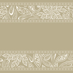 Abstract vintage pattern with decorative flowers, leaves and Paisley pattern in Oriental style.