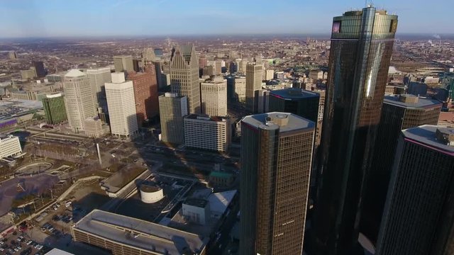 Soaring Over Downtown Detroit Michigan