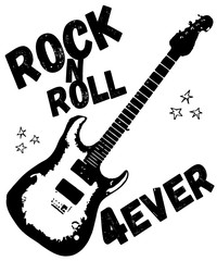 Hand drawn guitar with typography vector for t shirt printing and embroidery, Graphic tee and printed tee