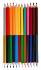 Bright double sided color pencils close up, art concept