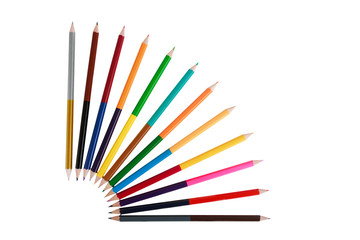 Bright double sided color pencils, art concept