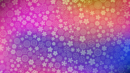 Background of various small flowers in purple and blue colors