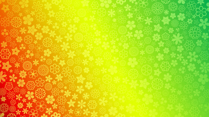 Background of various small flowers in red, green and yellow colors