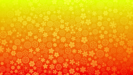 Background of various small flowers in red and yellow colors