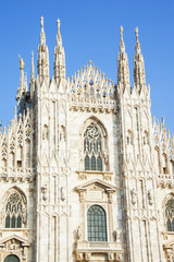 Duomo cathedral in Milan, landscape tourist history building, Europe, Italy
