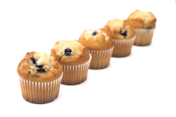 Classic Blueberry Muffins Isolated on a White Background