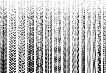 Tire tracks of various vehicles