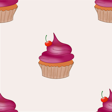 beautiful seamless pattern with delicious food, sweet cake
