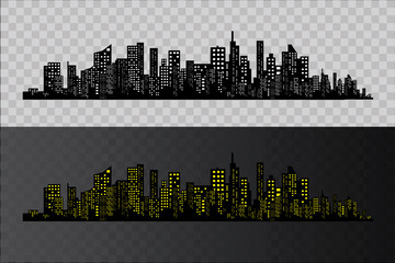 The silhouette of the city in a flat style. Modern urban landscape.vector illustration. - obrazy, fototapety, plakaty