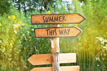 Wooden direction sign: Summer, This Way
