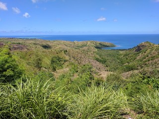 Fototapeta na wymiar Guam hillside ocean landscape
