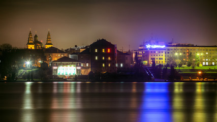 Fototapeta na wymiar Panorama night city lights