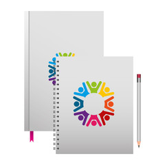 corporate book spiral notepad and pencil mockup template branding and corporate identity vector illustration