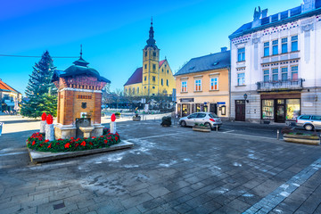 Obraz premium Old town baroque Samobor. / Scenic view at old historic town in Northern Croatia, Samobor baroque architecture.