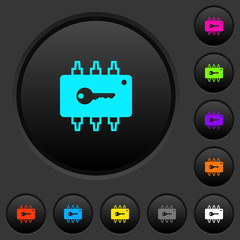 Hardware security dark push buttons with color icons