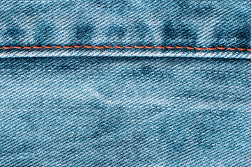 blue jeans fabric with a seam background texture