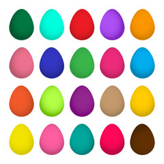 Colorful collection of Easter eggs, isolated on white background. Vector illustration