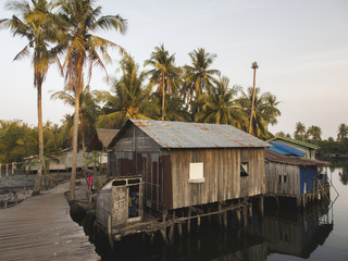 Floating houses in Cambodia
