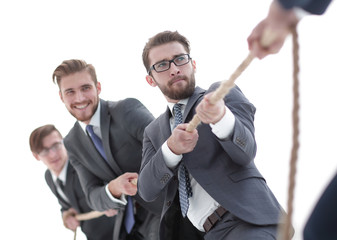 tug of war between confident business teams.