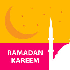 ramadan kareem greeting card with pink bottom bar vector illustration