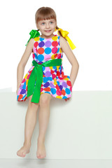 Girls looks because of the white obstacle.