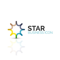 Abstract flower or star minimalistic linear icon, thin line geometric flat symbol for business icon design, abstract button or emblem