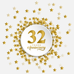 Happy 32 years anniversary with fly out gold stars