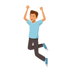 Happy man jumping cartoon vector illustration graphic design