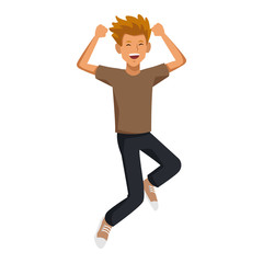 Happy man jumping cartoon vector illustration graphic design