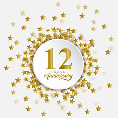 Happy 12 years anniversary with fly out gold stars