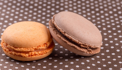 French delicious dessert macaroons on table