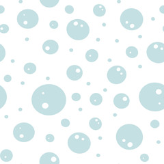 Fototapeta na wymiar Abstract background with blue and white circles. Seamless pattern with soap bubbles on a white background.