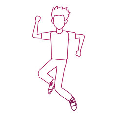 Happy man jumping cartoon vector illustration graphic design