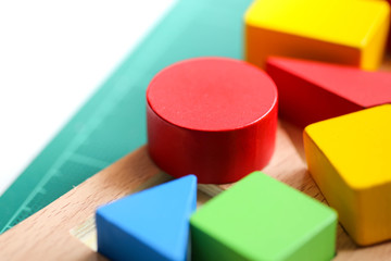 Multicolor wooden bricks,Toys blocks, Education concept.