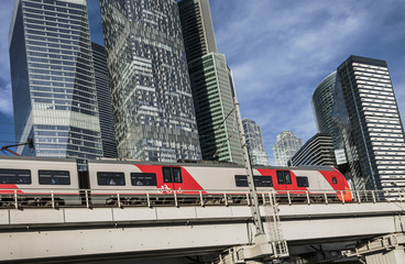 Suburban train. Business center.