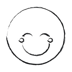blurred silhouette happy face female emoticon with eyes closed vector illustration