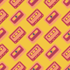 Cassette tapes diagonal seamless pattern. Authentic design for digital and print media.