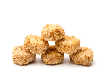 Small Coconut Donuts on a White Background