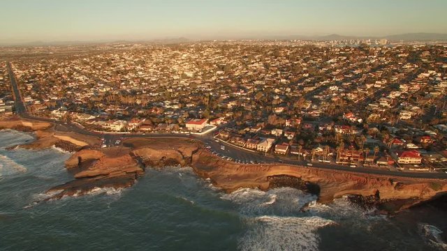 4k San Diego Coast Sunset 009 High Stationary Pan Right