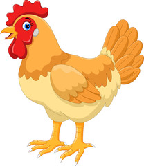 Vector Illustration of cute cartoon hen isolated on white background 